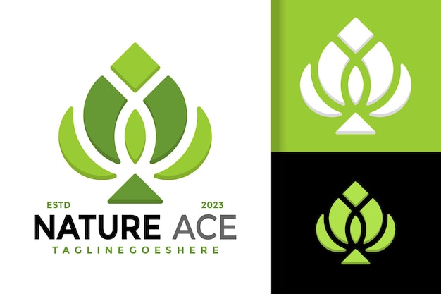 Иллюстрация векторной иконки логотипа Nature Ace Spade Leaf