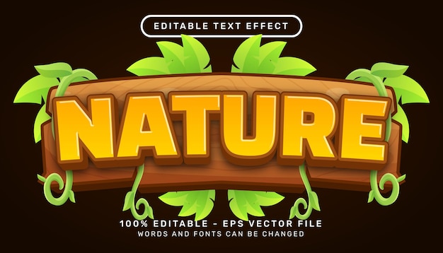 nature adventure 3d text effect and editable text effect with leaf illustration