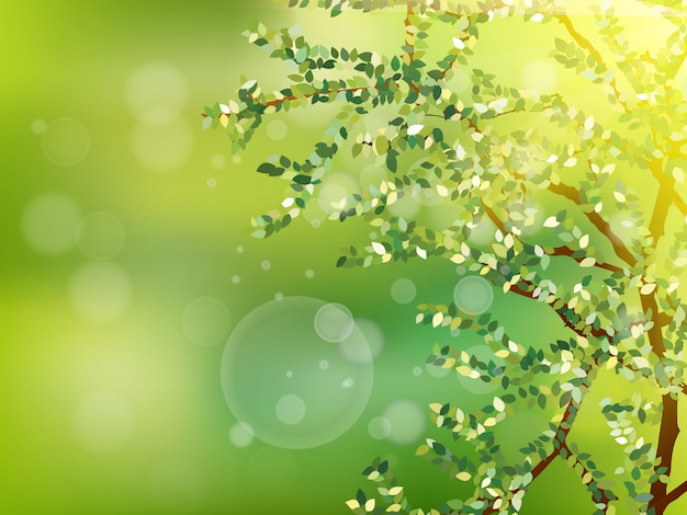 Nature background with green fresh leaves.