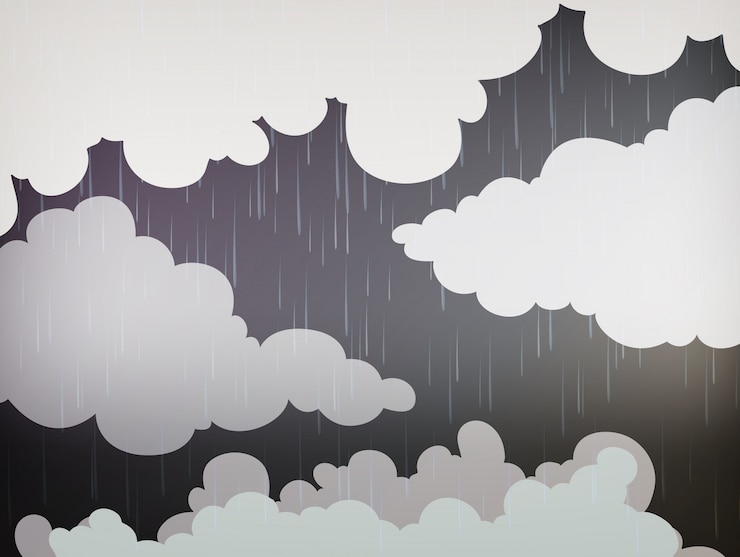 Vector nature background with rain in the sky