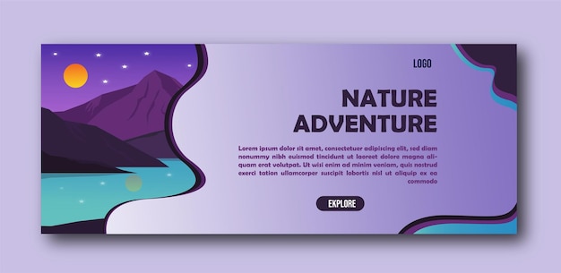 Il banner della natura esplora l'avventura nella natura per il banner e il modello di copertina