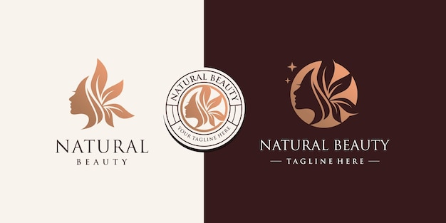 Design del logo di bellezza della natura con un concetto creativo vettore premium