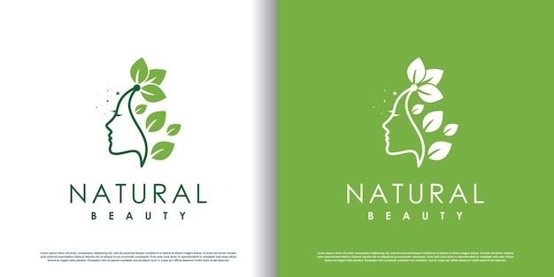 Design del logo di bellezza della natura con uno stile unico vettore premium