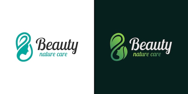 Природа красота женщина дизайн логотипа комбинированный лист значок вектор символ для салона косметики по уходу за кожей шаблон логотипа