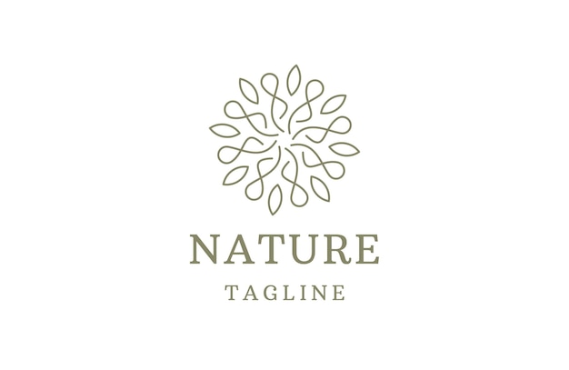 Nature boutique of leaf line logo icon design template