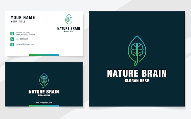 Nature brain logo template on modern style