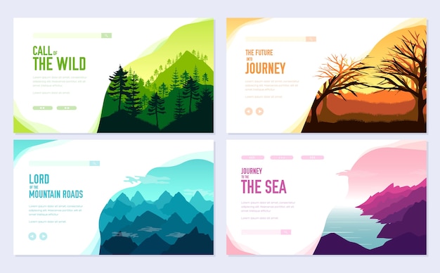 Vector nature  brochure cards set. ecology template of flyear, web banner, ui header, enter site.