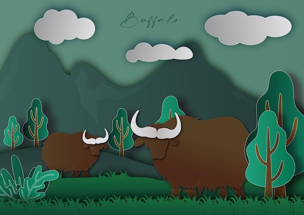 nature bufalo life illustration