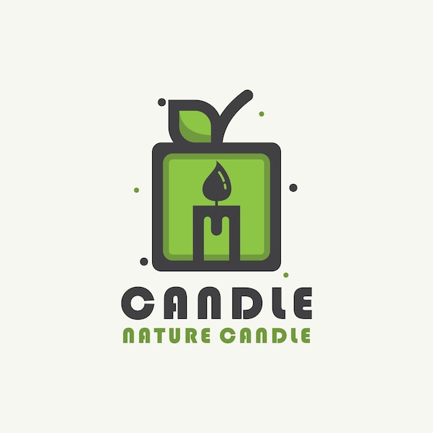 Nature candle-logoconcept met apple en candle-ontwerpcombinatie.