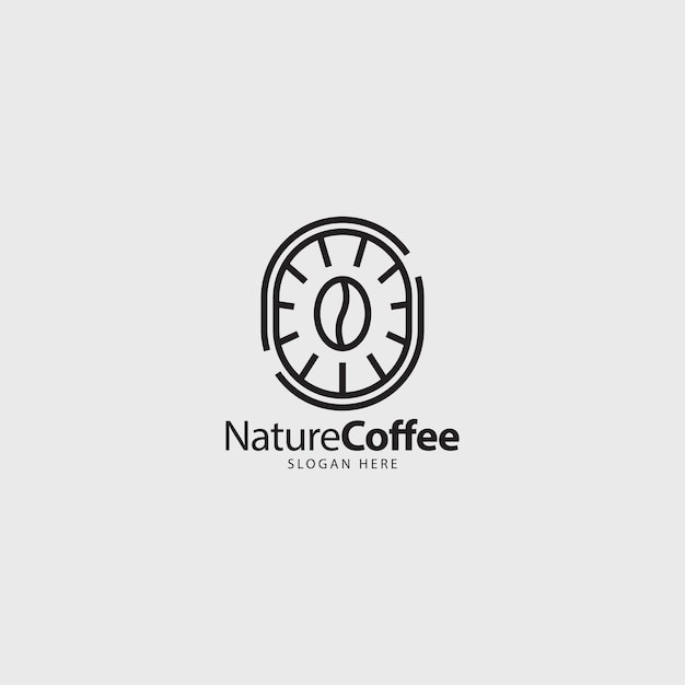 라인 아트 스타일의 자연 커피 콩 로고