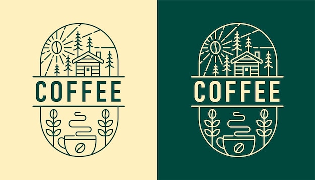 nature coffee line art design template