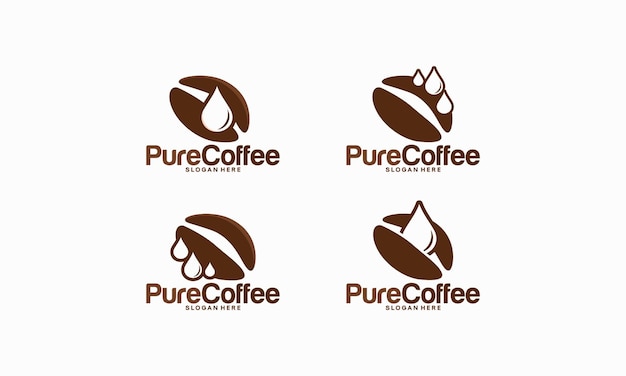 Nature Coffee logo designs concept vector, Eco Bean Coffee symbol