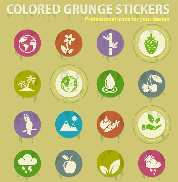 Nature colored grunge icons