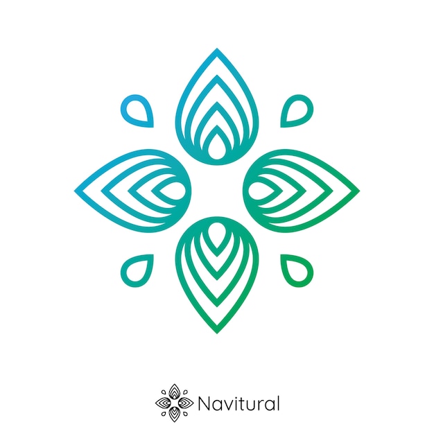 Logo della bussola di natura. fiore di foglia dal concetto di forma di navigazione pin. logo concetto.