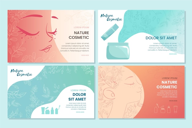 Set di landing page di cosmetici naturali