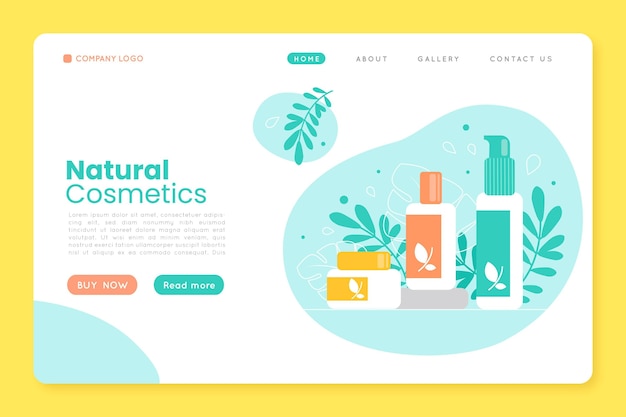 Vector nature cosmetics landing page