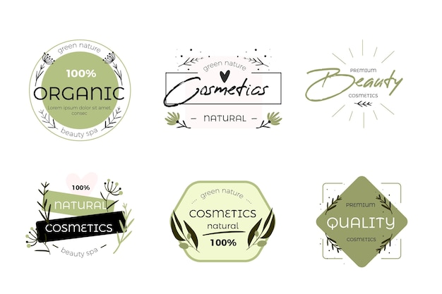 Vettore design della collezione di logo di cosmetici naturali