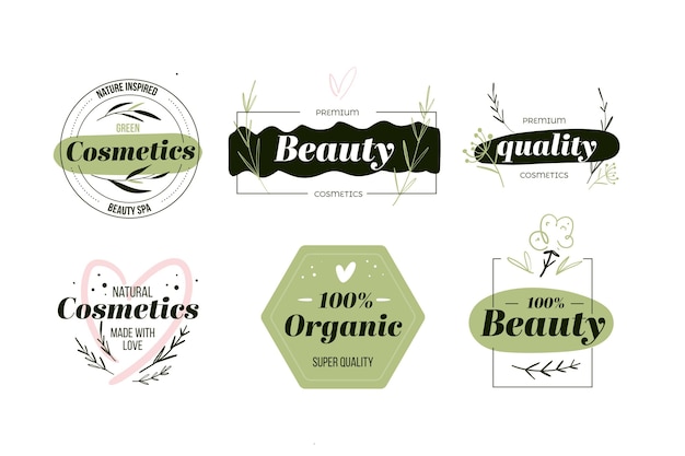 Vector nature cosmetics logo collection style