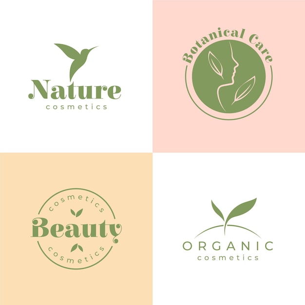 Vettore collezione di logo di cosmetici naturali