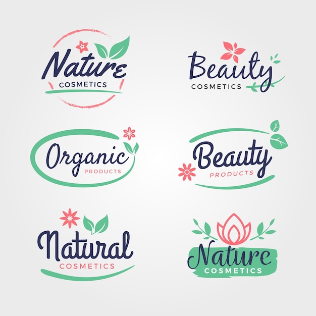 Vettore collezione di logo di cosmetici naturali