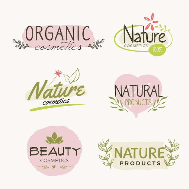 Vector nature cosmetics logo collection