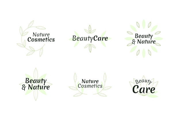 Vettore collezione di logo di cosmetici naturali