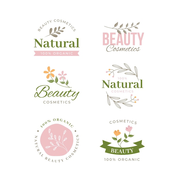 Vettore collezione di logo di cosmetici naturali