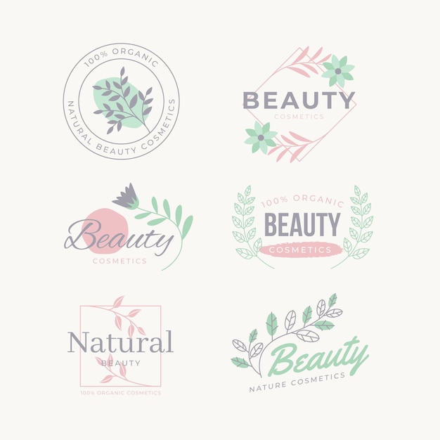 Vector nature cosmetics logo collection