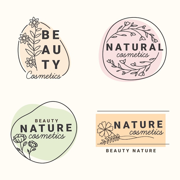 Vettore collezione di logo di cosmetici naturali