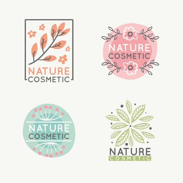 Vettore collezione di logo di cosmetici naturali