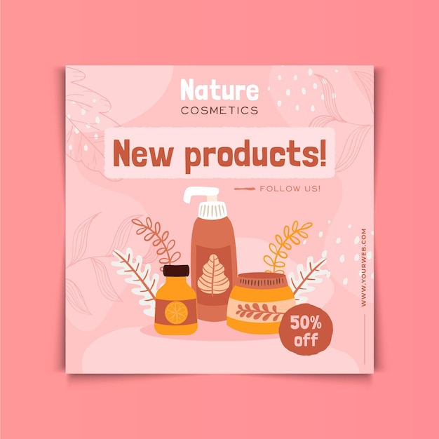 Nature cosmetics new products square flyer