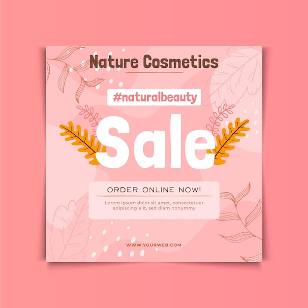Nature cosmetics square flyer template