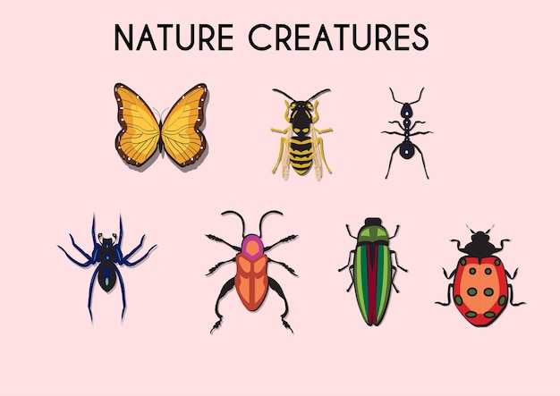 Nature creatures vector template