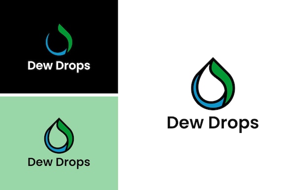 Nature dew drop logo leaf and water vector template