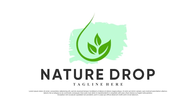 Nature drop logo design with creative concept Premium Vectore