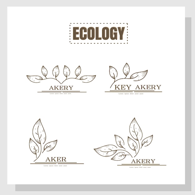 自然生態学植物描画アイコンロゴブランドデザイン自然生態学ブランドベクトルバンドル