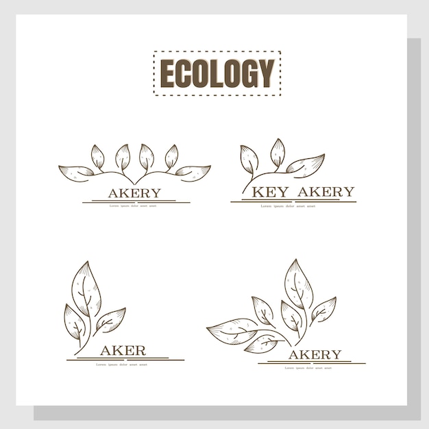 Nature ecology plant drawing icon logo brand design for nature ecology brand vector bundle