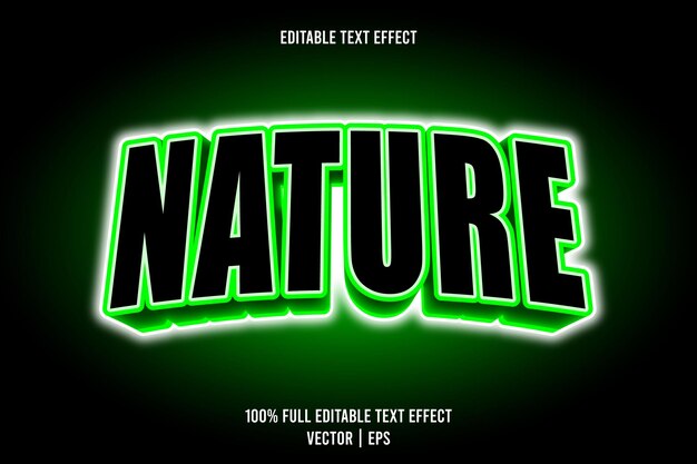 Vector nature editable text effect 3 dimension emboss neon style