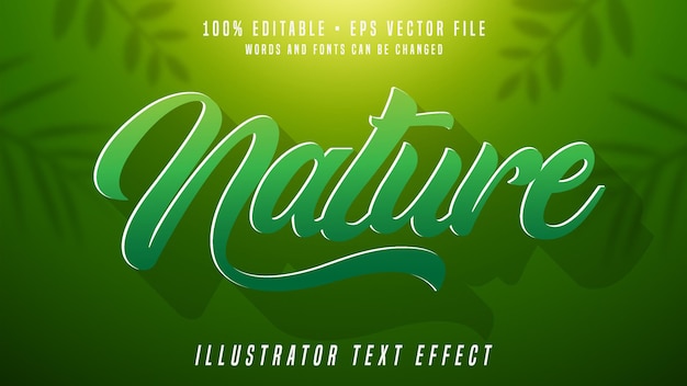 Редактируемый текстовый эффект природы 3d шрифт в стиле джунглей