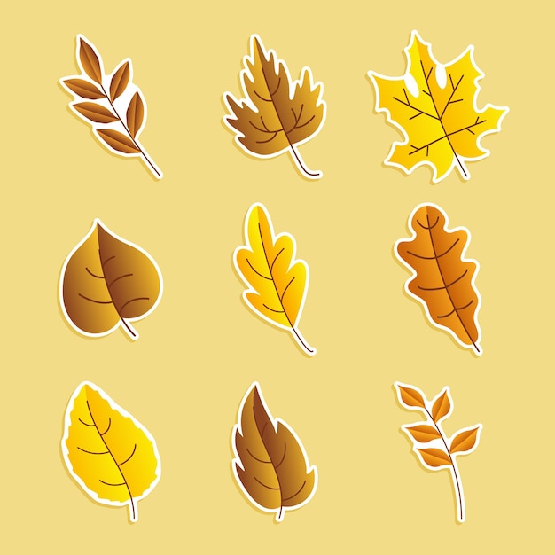 Vector nature fall leaf stickers