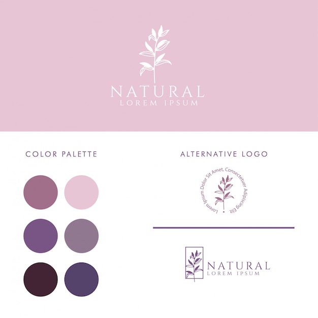 Природа женский цветочный логотип редактируемый шаблон для брендинга