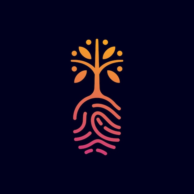 Nature finger print logo icon vector. Tree tech creative design illustration concept