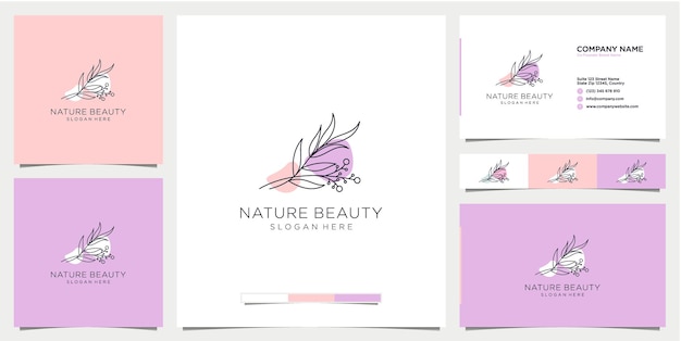 Nature floral botanical logo design with business card template