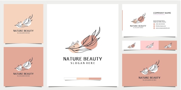 Nature floral botanical logo design with business card template