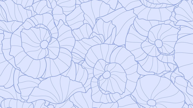 Nature floral vector texture seamless pattern linea fiore astratto fiori di loto sfondo giglio asiatico tessuto o carta da parati stampa illustrazione di ornamento motivo di sfondo floreale