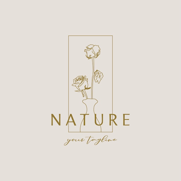 Vettore natura flower line art lusso per la cura della pelle logo illustrazione vettoriale