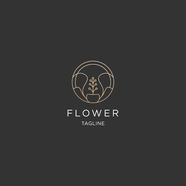 Modello di logo del fiore della natura con il concetto di arte al tratto