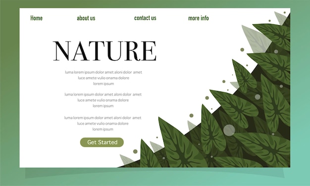 Vector nature foliage plants for background and landing page design set bundle