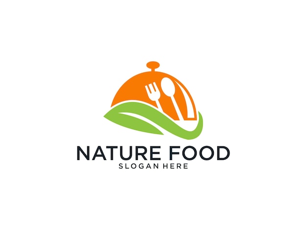 Cibo naturale con logo a foglia