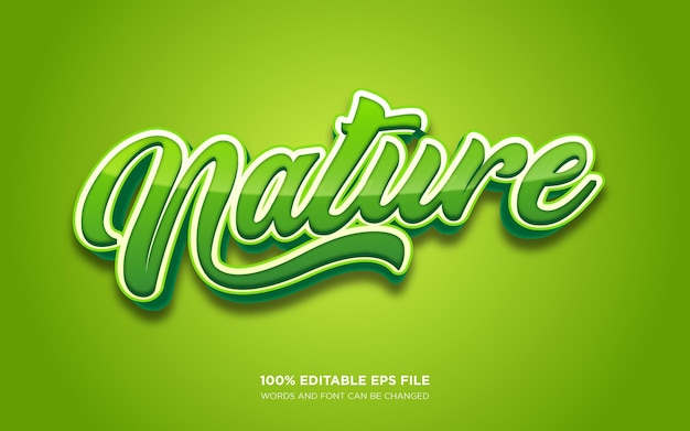 Редактируемый текстовый эффект Nature Fresh 3D